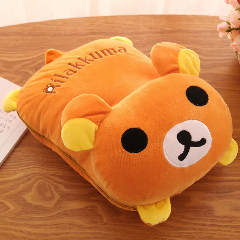 Cartoon Air Conditioning Blanket with Plush Pillow