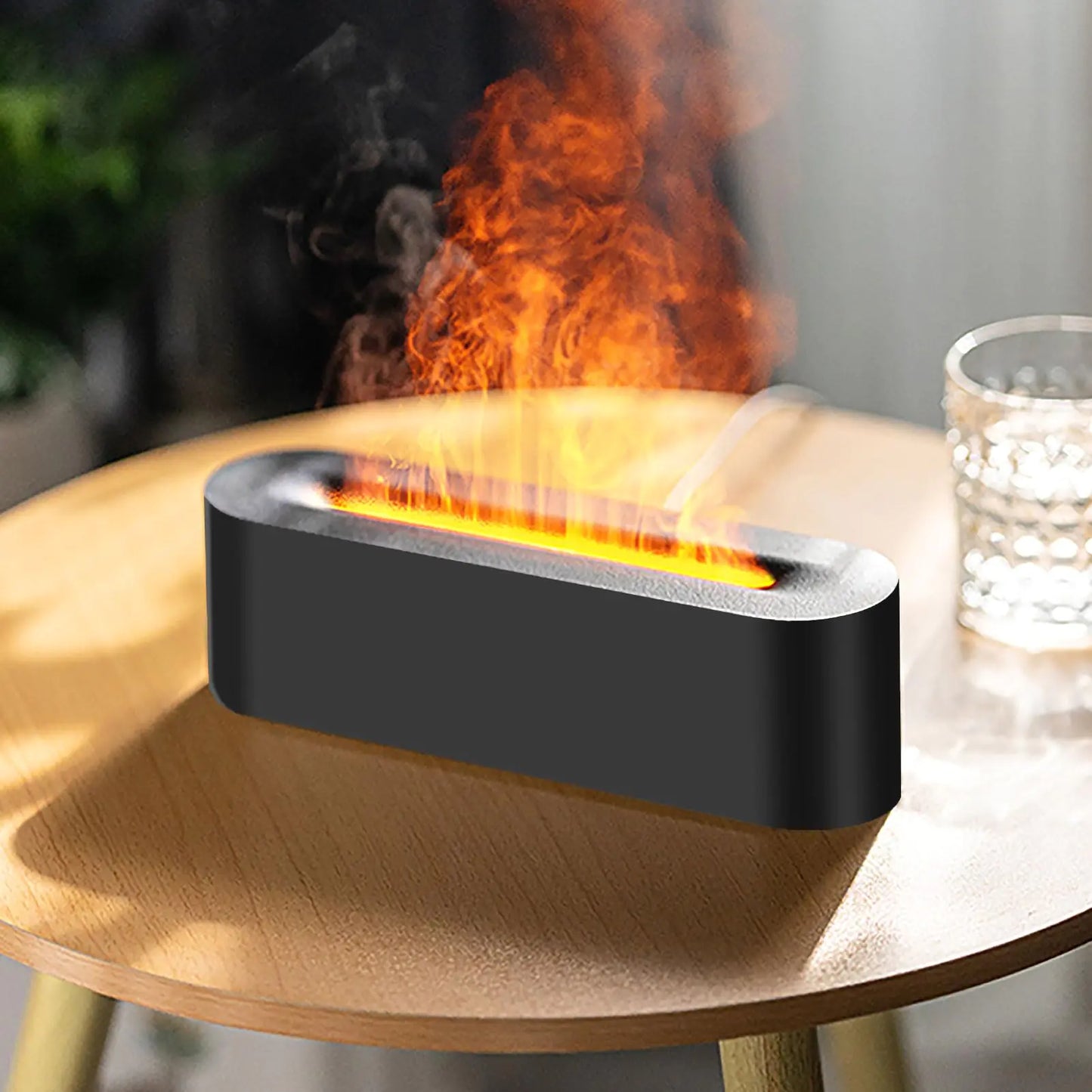 Flame Essential Oil Diffuser Upgrade 7 Colour Lights Aromatherapy Diffuser Oil Diffuser Air Humidifier Aroma Diffusers for Home Bedroom Office Yoga Timer & Waterless Auto Off 150ml (Black)