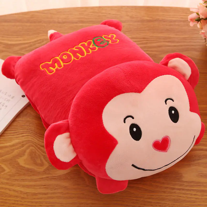 Cartoon Air Conditioning Blanket with Plush Pillow