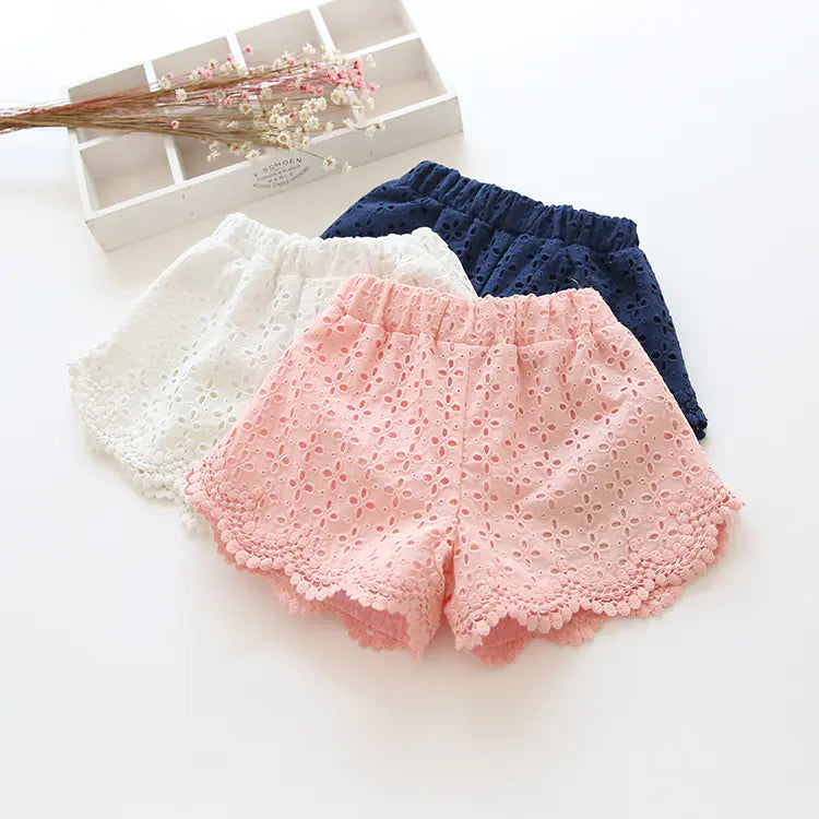 Girls' Hollow Lace Beach Shorts for Ages 8+