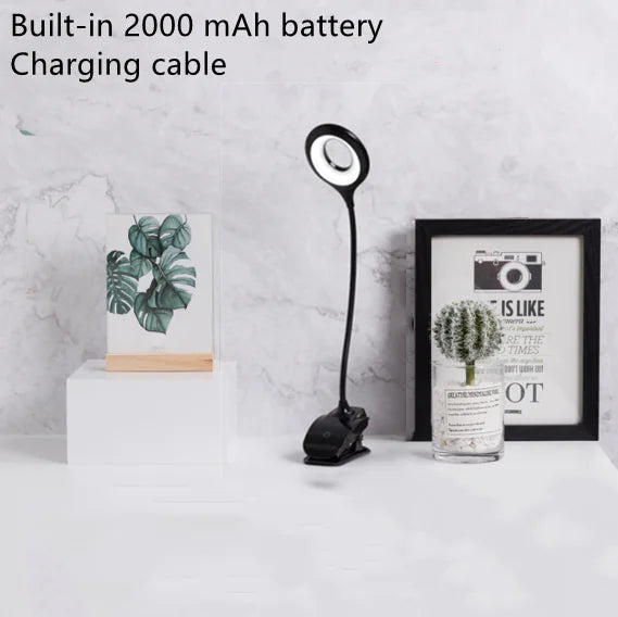 USB Rechargeable LED Clip Desk Lamp for Study & Bedroom