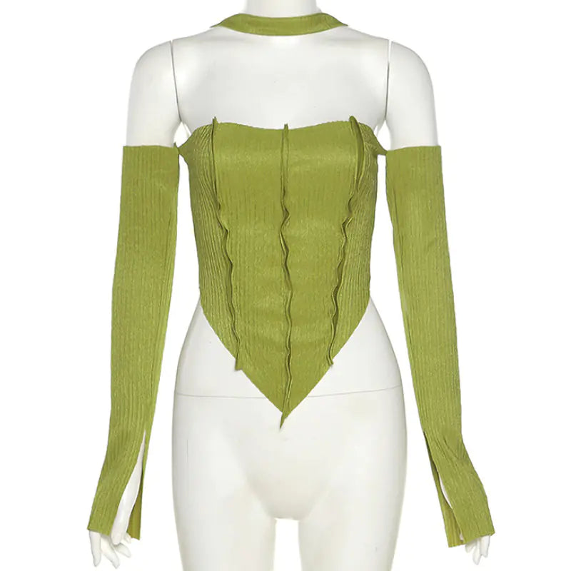 Off-Shoulder Long-Sleeve Women's Sexy Top with Straps