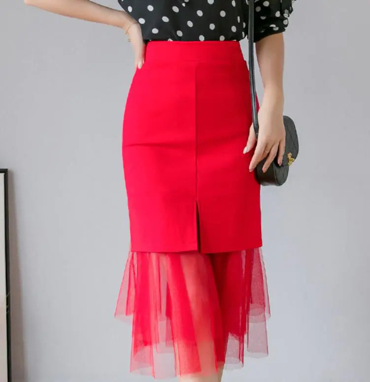 Mesh Stitching Sexy One-Step Mermaid Skirt