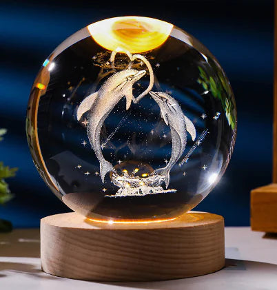 3D Laser-Etched Crystal Ball