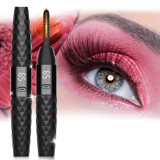 Heated Eyelash Curler - Heated Lash Curler Best Seller - Electric Eyelash Curler for Instant Glam for Women - 24H Long-Lasting 4 Temp Modes 8S Fast Heating - Dark Black 2025 Updated New Model