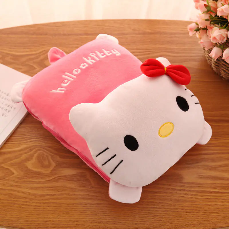Cartoon Air Conditioning Blanket with Plush Pillow