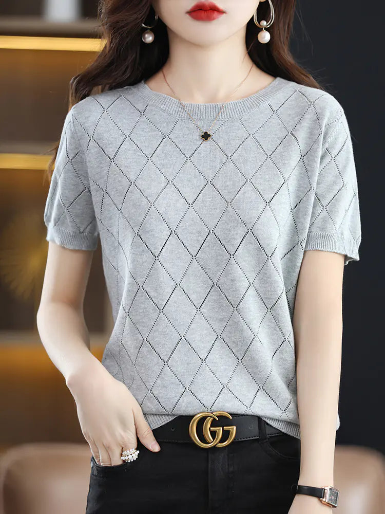 Slim Cotton Round Neck T-Shirt for Women - Summer Style