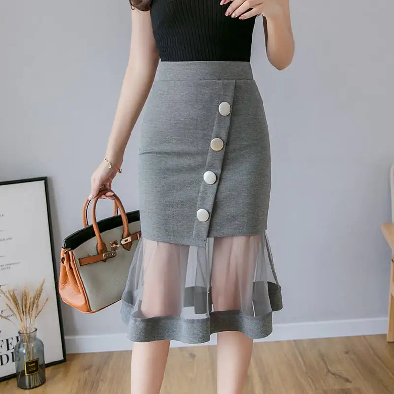 Mesh Stitching Sexy One-Step Mermaid Skirt