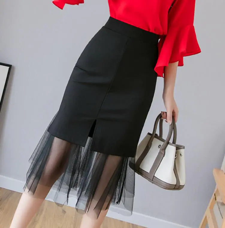 Mesh Stitching Sexy One-Step Mermaid Skirt