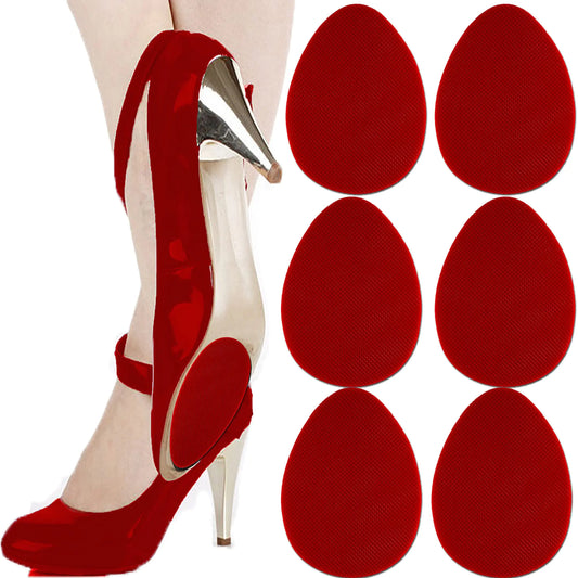 Non Slip Shoes Pads Self-Adhesive Shoe Grips Rubber Anti-Slip Shoe Grips Sole Stick Protector (Red-3Pairs)