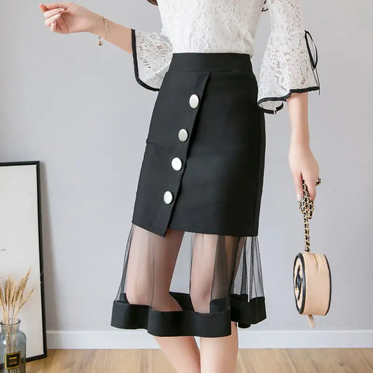 Mesh Stitching Sexy One-Step Mermaid Skirt
