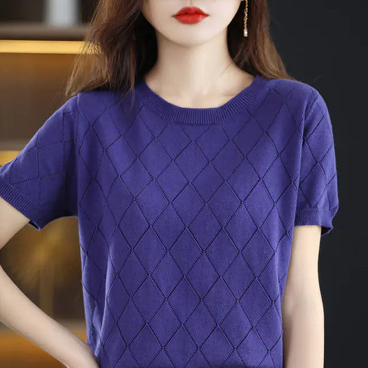 Slim Cotton Round Neck T-Shirt for Women - Summer Style