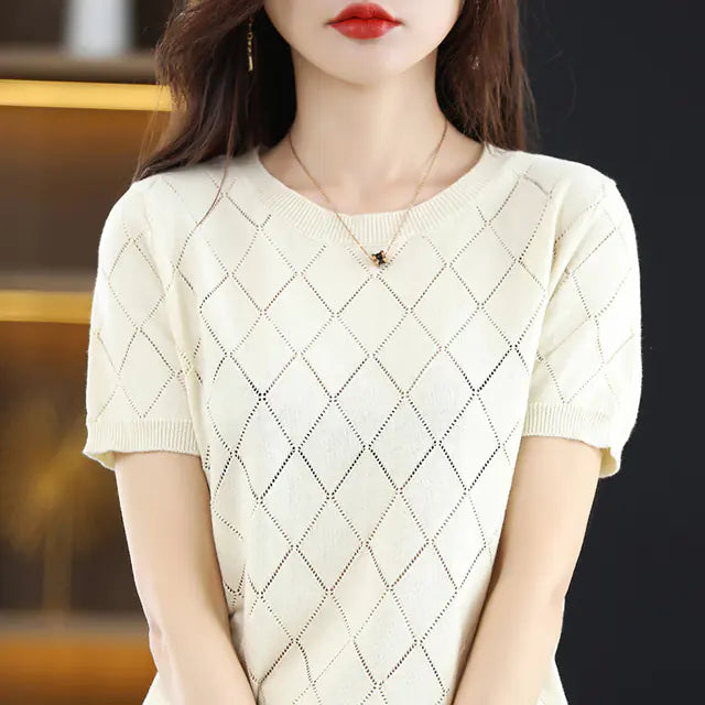 Slim Cotton Round Neck T-Shirt for Women - Summer Style