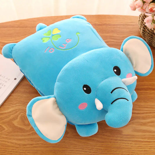 Cartoon Air Conditioning Blanket with Plush Pillow